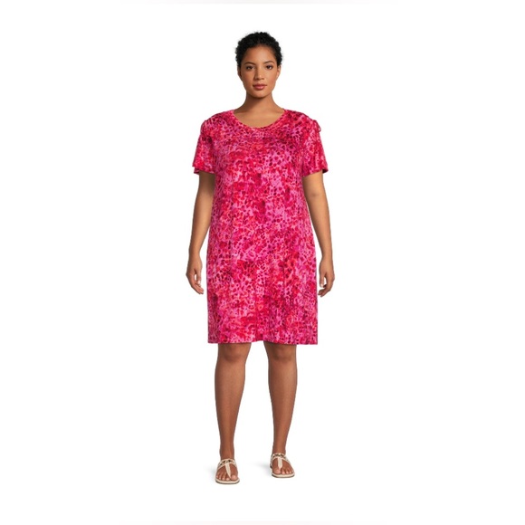 Terra & Sky Women's Plus Size Ruched Shoulder Knit Dress - Picture 6 of 6